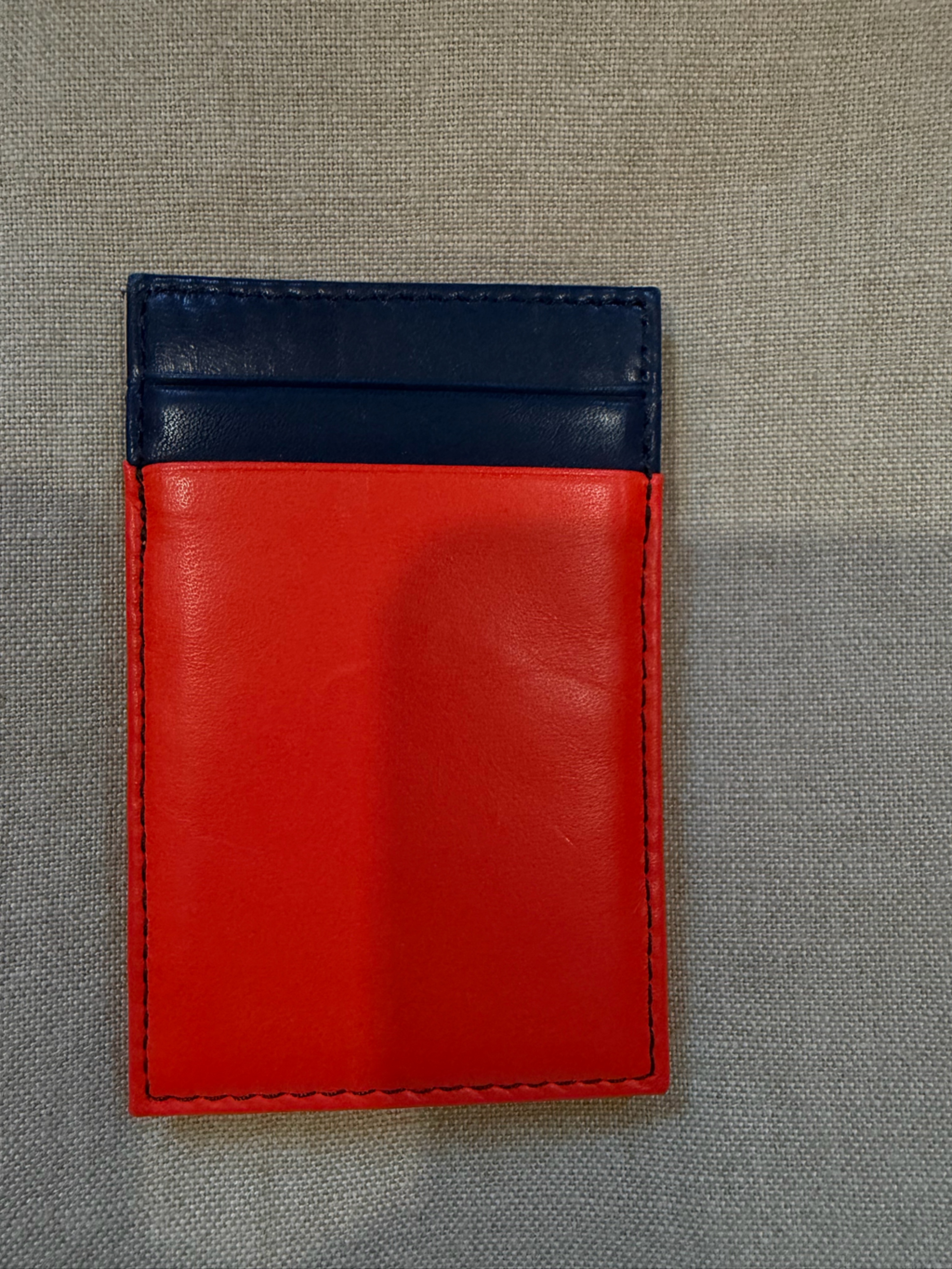 JCrew Leather Magic Wallet Card Holder Red  Navy